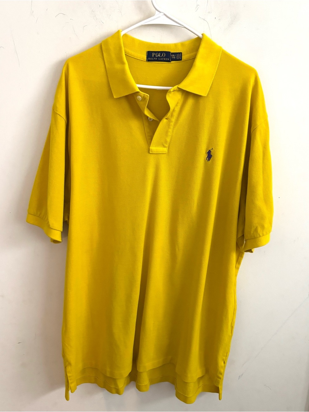 Polo Ralph Lauren Men XXL Polo Shirt Yellow Short Sleeve Purple Pony Classic Fit